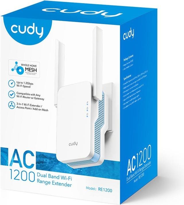 Immagine prodotto Cudy Amplificatore di segnale Wi-Fi RE1200 (867 Mbit/s, 300 Mbit/s)