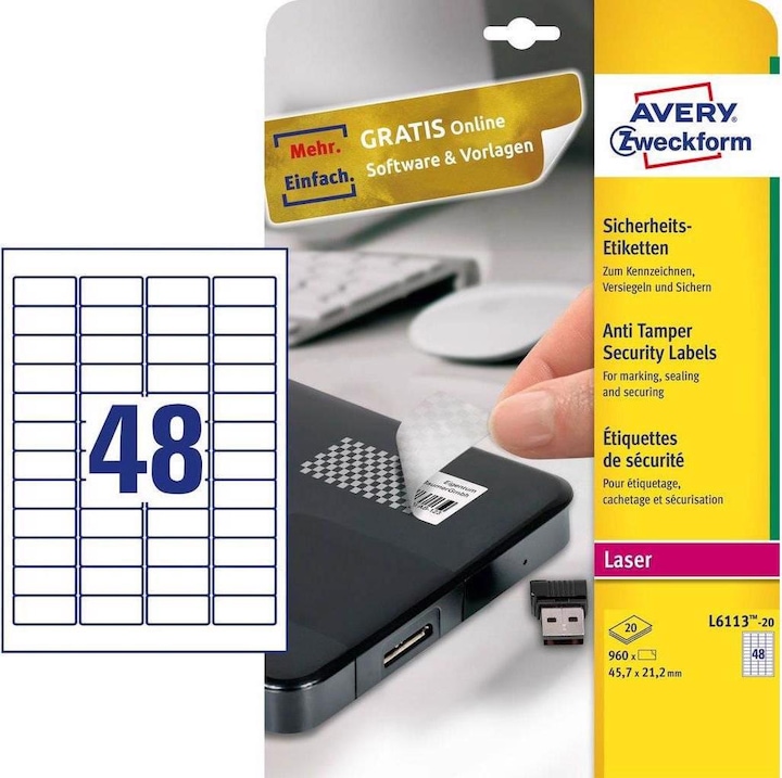 Produktbild Avery Sicherheitsetiketten L6113-20