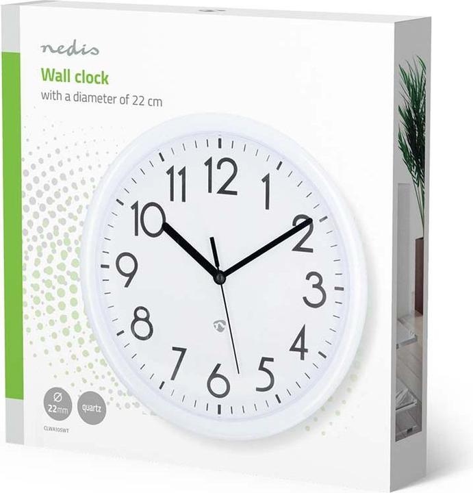 Actual product image Nedis Wall clock - Diameter: 220 mm - Plastic - White (22 cm)
