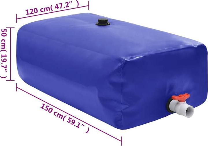 Produktbild VidaXL Wassertank mit Wasserhahn Faltbar 1000 L PVC (1000 l)