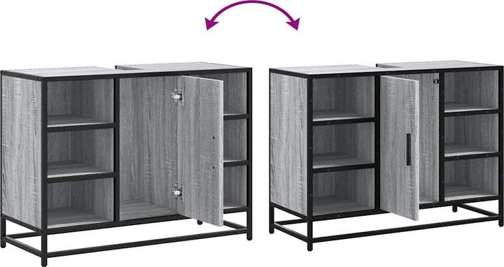 Produktbild vidaXL Waschbeckenunterschrank Grau Sonoma 80x33x60 cm Holzwerkstoff (80 x 33 x 60 cm)