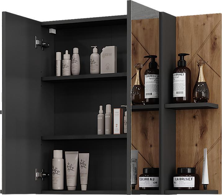 Produktbild Vicco Badspiegelschrank Irma, Anthrazit/Goldkraft Eiche, 100 x 75 cm mit 2 Türen