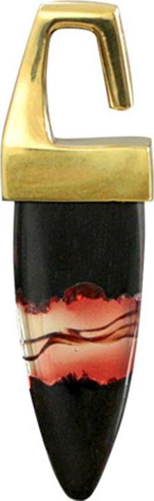 Immagine prodotto Star Piercing Ohrgewicht eckig vergoldet Zahn Lava Epoxy rot aus Narra Holz (Ottone, Organico)