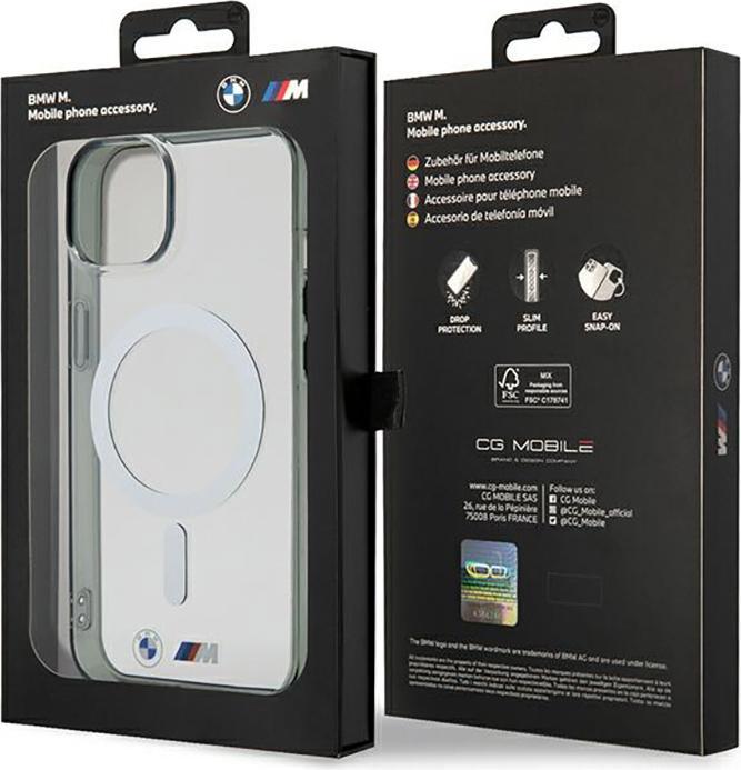 Image du produit BMW Étui BMHMP14MHCRS iPhone 14 Plus 6.7" transparent hardcase Silver Ring MagSafe (Apple iPhone 14 Plus)