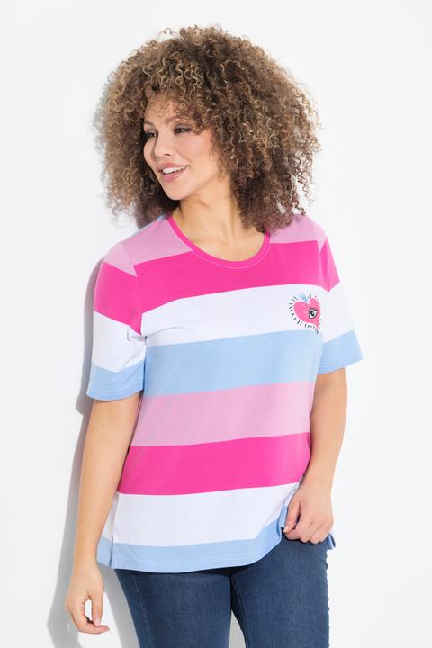 Produktbild Ulla Popken T-Shirt, Ringel, Herz-Stickerei, Rundhals, Halbarm (46, 48)