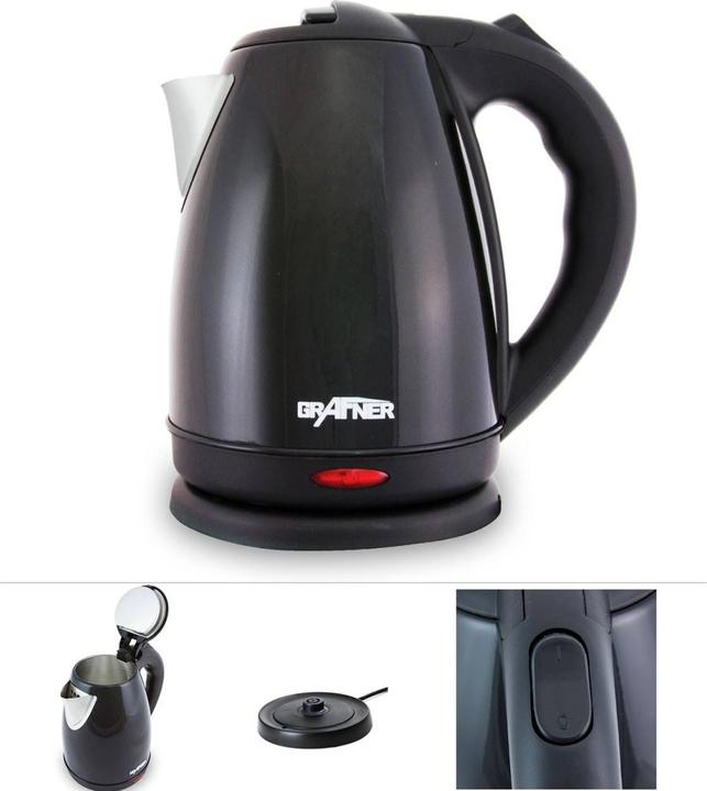 Produktbild Grafner Edelstahl Wasserkocher 1800-2200 Watt 1,8 Liter Farben: rot, schwarz, kupfer, weiss/beige (1.80 l)