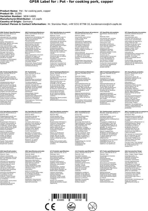 Image du produit Ich-zapfe Marmite - pour la cuisson du porc, cuivre (10 cm, Casserole, Cuivre)