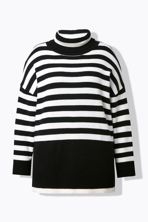 Produktbild Ulla Popken Pullover, Ringel, Stehkragen, Langarm (46, 48)