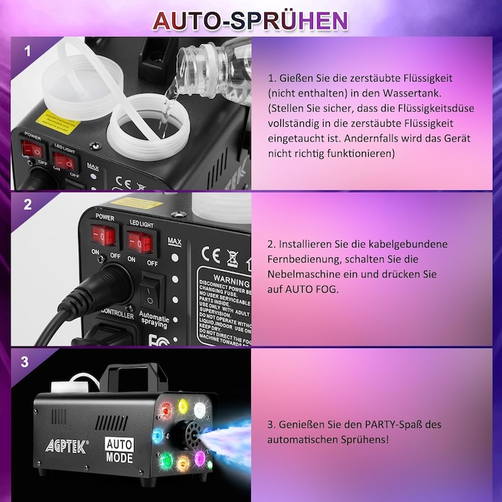 Produktbild Agptek Nebelmaschine 500W, tragbar