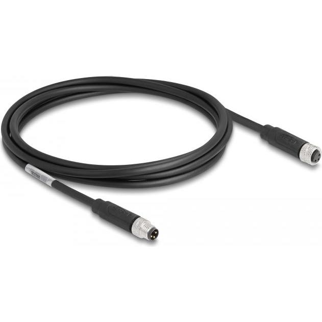 Delock M8 3 Pin Kabel St zu Bu A-kodiert 2m (STP, 2 m), Netzwerkkabel