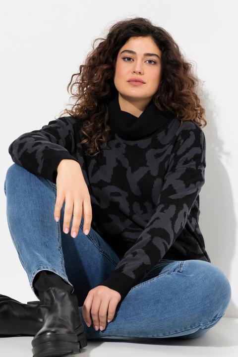 Produktbild Ulla Popken Pullover, Buchstaben, gerippter Rollkragen, Langarm (56)