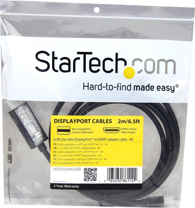 Produktbild StarTech Mini DisplayPort - HDMI (2 m, DisplayPort, 1.4)