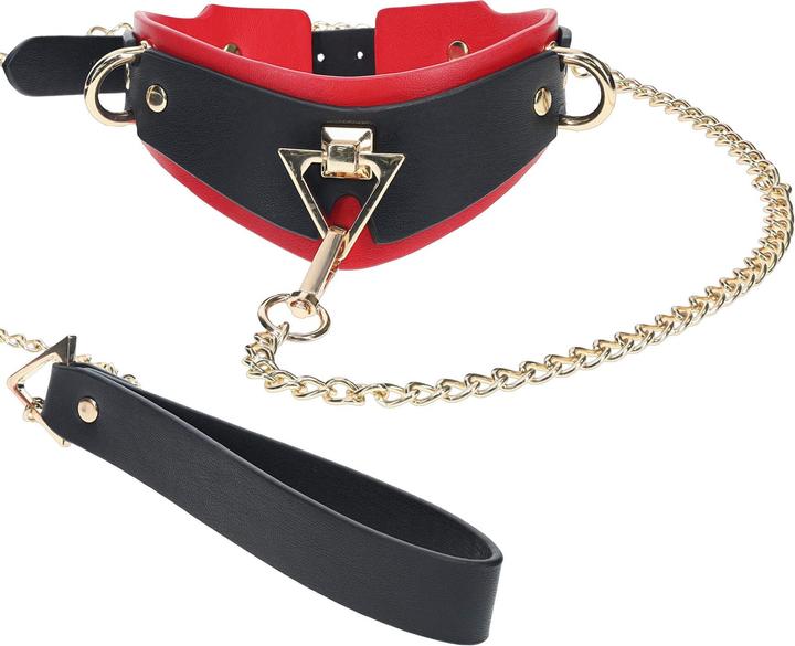 Ouch! Milan Collection - Collar with Leash - Black/Red