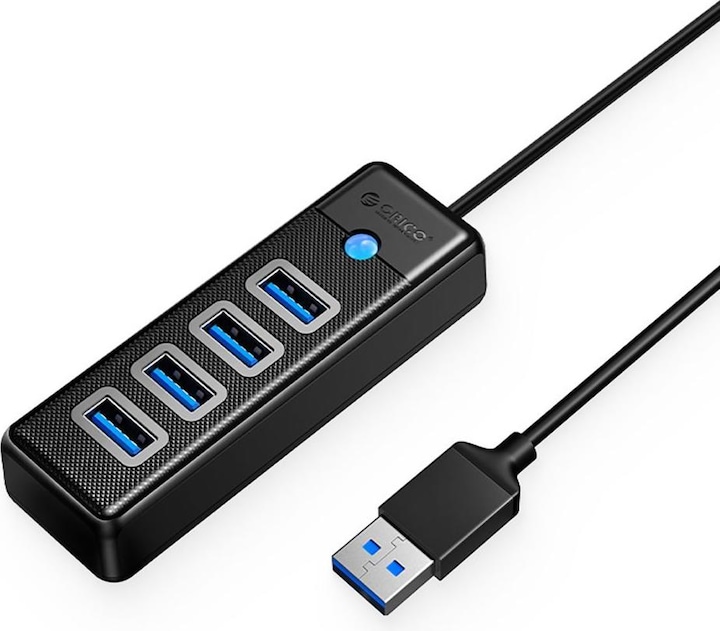 Image du produit Orico Converter Hub PW4U-U3 USB-A / 4x USB-A 3.0 - black (USB-A, 4 Ports)