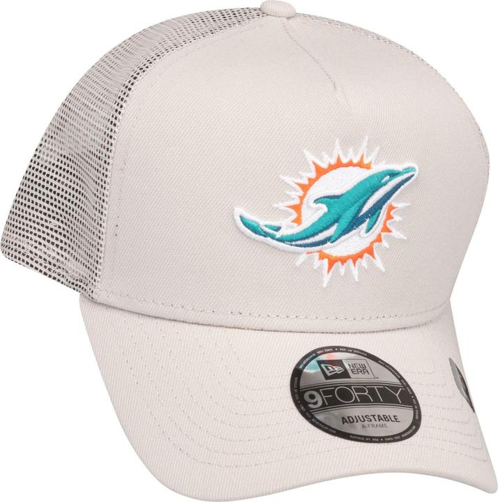 Actual product image New Era A-Frame Mesh Trucker Cap - Miami Dolphins stone