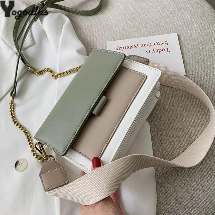 Produktbild Only-Bags.Store Kontrast Farbe Leder Crossbody Taschen Reisen Handtasche Mode Einfache Schulter Messenger Bag
