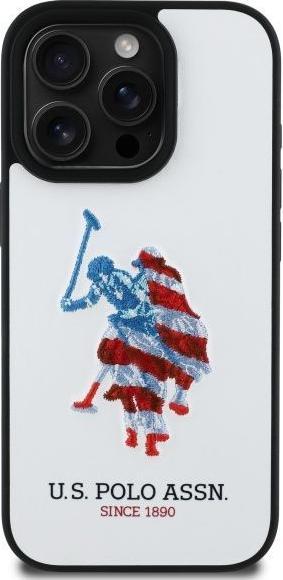 Actual product image U.S. Polo US Polo USHCP15XPUSH iPhone 15 Pro Max 6.7 white/white Leather Big DH American Flag (Apple iPhone 15 Pro Max)