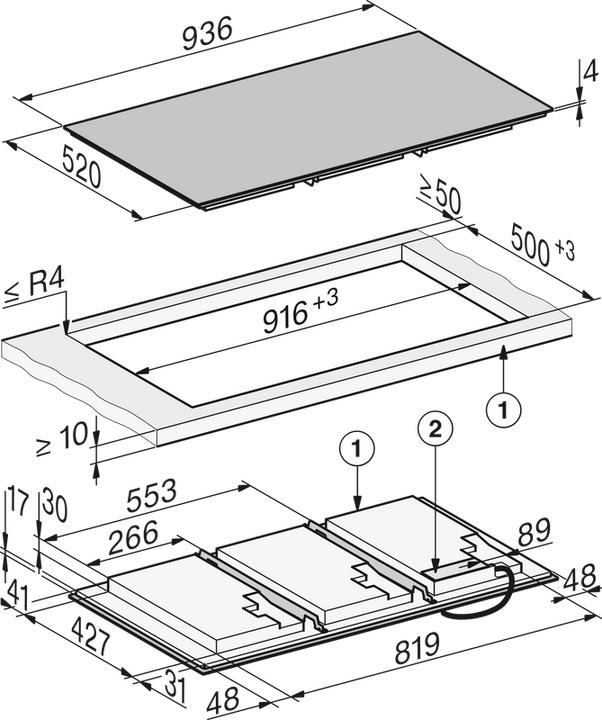 Image du produit Miele KM 8695 FL (93.60 cm, Table de cuisson à induction)