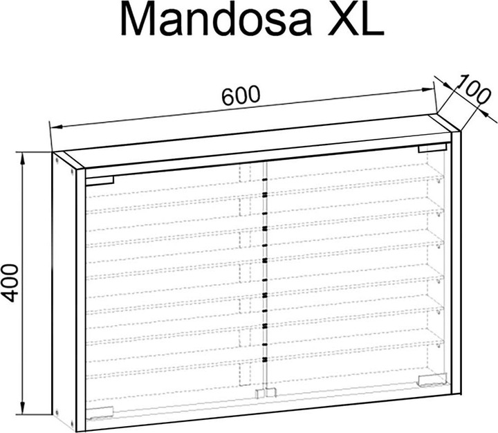 Productafbeelding VCM Houten Glazen Hangende Vitrine Wandvitrine Verzamelaar's Deco Vitrine Mandosa XL (60 x 10 x 40 cm)