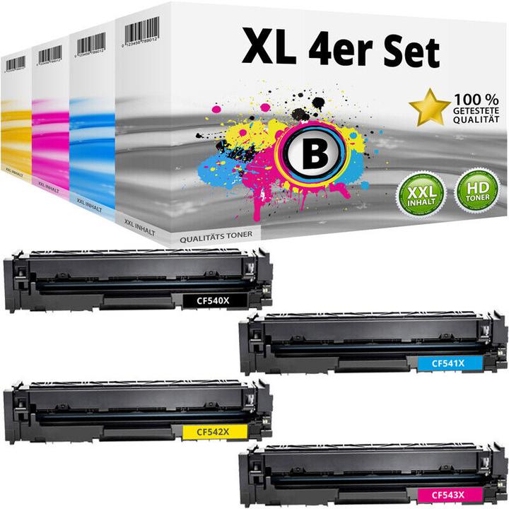 Druckfuxx 4x Alternativ Toner 203X SET für HP LaserJet Pro MFP M280 NW M254 DW M281 FDN (C, FC, M, Y)