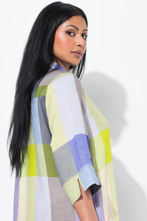 Produktbild Ulla Popken Leinen-Longbluse, Hemdkragen, Taschen, 3/4-Arm (46, 48)