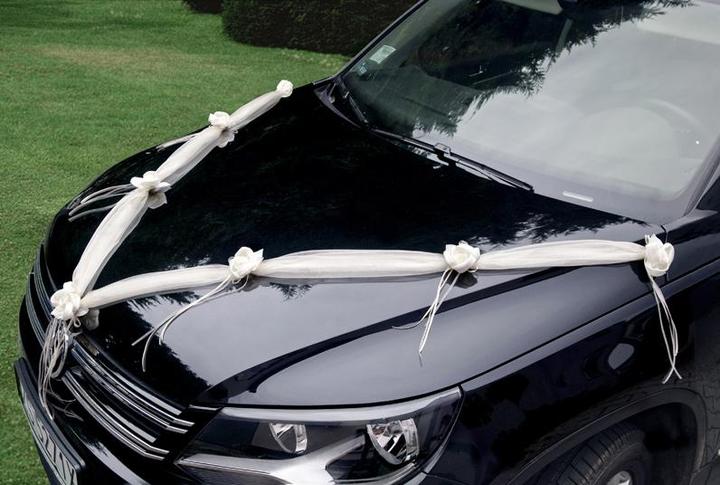 Immagine prodotto Partydeco Accessori per feste Decorazione auto Organza 1.8 m, 2 pezzi, crema (2 pz.)