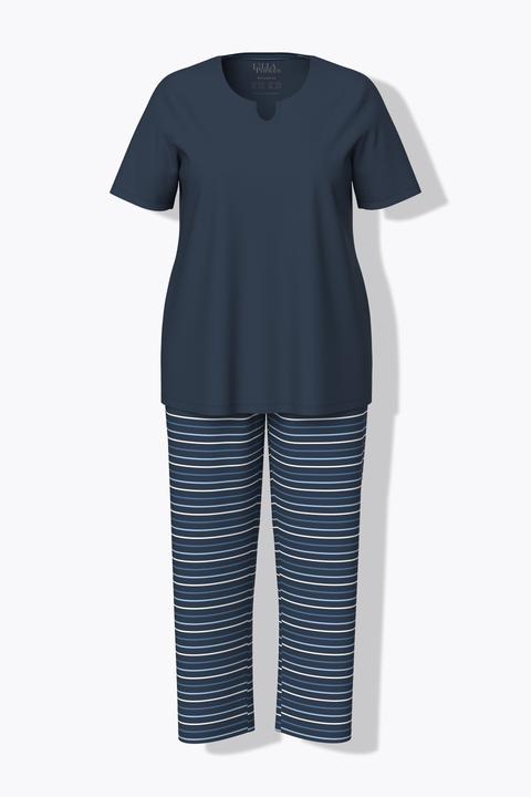 Produktbild Ulla Popken Pyjama, Ringel, Tunika-Ausschnitt, Halbarm (46, 48)