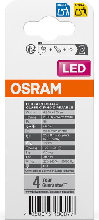 Immagine prodotto Osram Lampade a led retrofit Rgbw con telecomando (E14, 470 lm, 1 x)