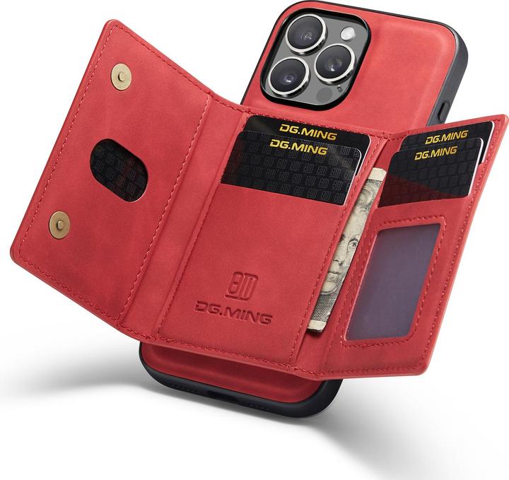 Image du produit Dg.Ming iPhone 13 Pro - Etui, Leder-Optik, Kartenfach & Magnetverschluss, Rot (Apple iPhone 13 Pro)