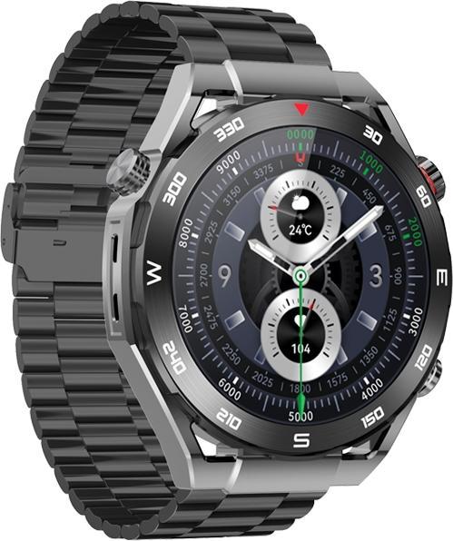 Actual product image Gino Rossi Veltori VT100-1 Smartwatch + schwarzes Silikonarmband + schwarzes Öko-Leder