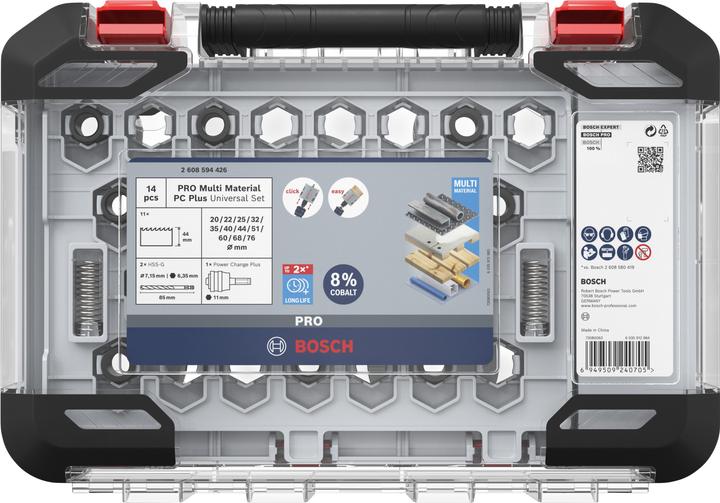 Immagine prodotto Bosch Professional Zubehör Set di seghe a tazza PRO Multi Material PC Plus, 14 pezzi. (20, 22, 25, 32, 35, 40, 44, 51, 60, 68, 76 mm)