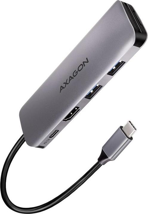 Produktbild Axagon HMC-5 USB-C-Hub, 2x USB-A, HDMI, 2x USB-C 3.2 Gen 1, 1x SD, 1x microSD (USB-C, 2 Ports)