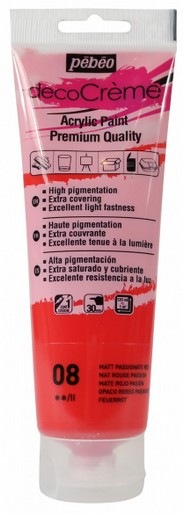 Image du produit Pebeo Decocrème Peinture acrylique mate (Rouge passion, 120 ml)