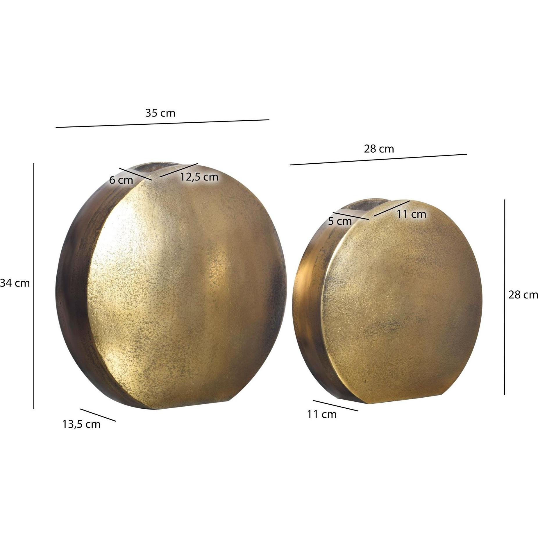 Thumbnail - FineBuy, Vase, Vase 2er Set Blumenvase Aluminium Tischvase Dekovase Modern Rund (2 x)
