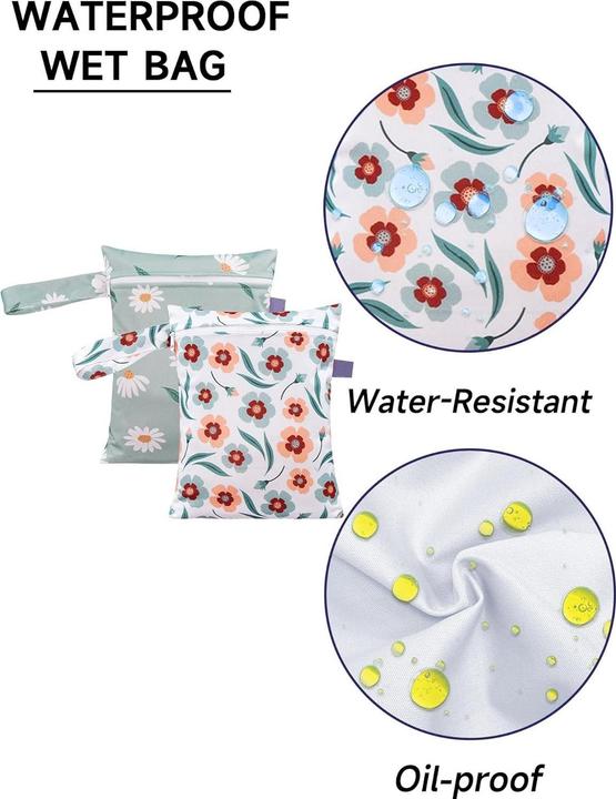 Produktbild ASMI 2 Stück Wetbag Windeltasche Set 18x25 cm Flower Duo