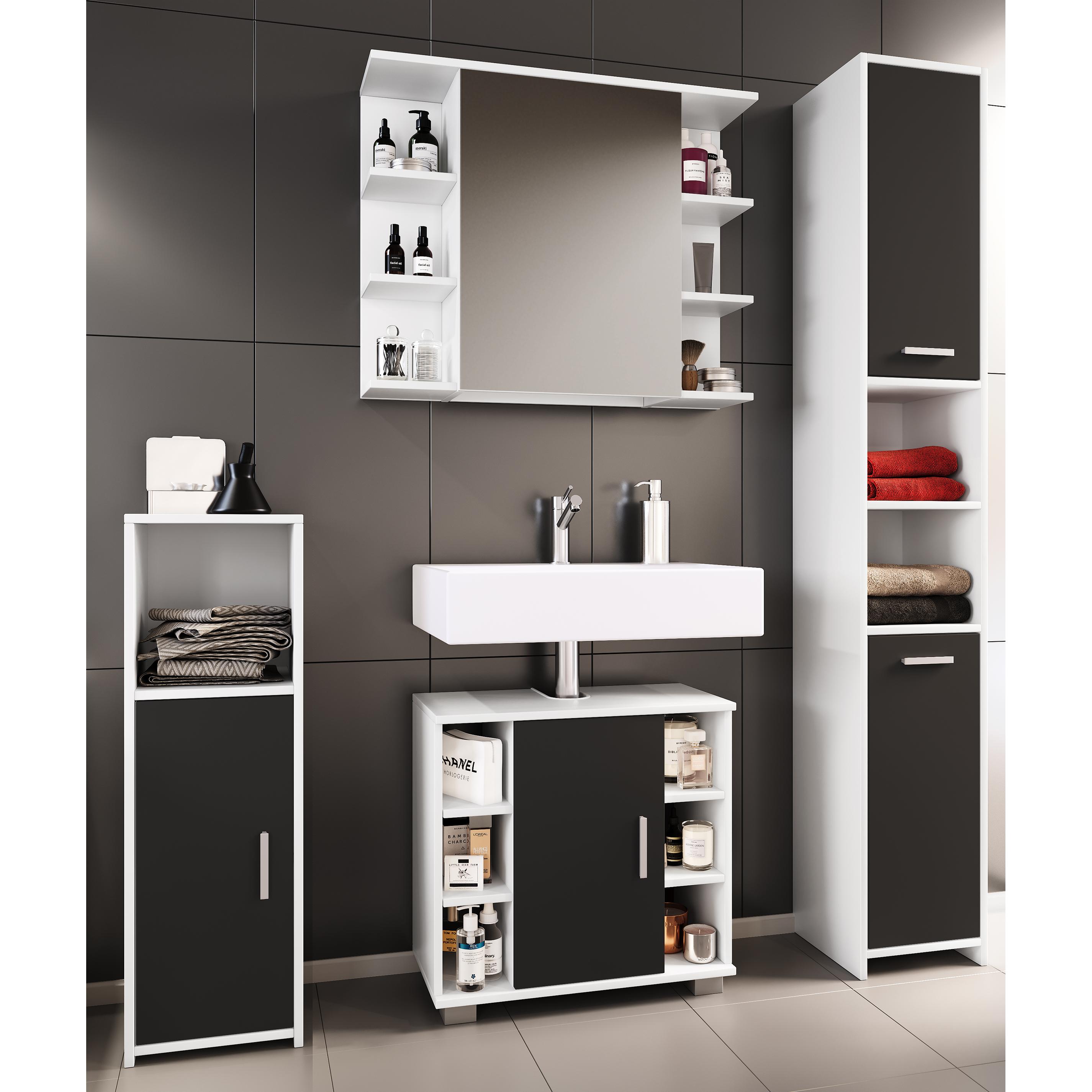 VCM, Badmöbelset, 4-tlg. Badschrank Badmöbel Komplett Set "Zalo Il"