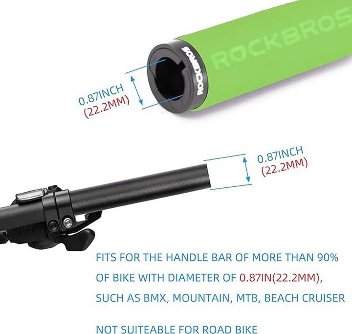 Produktbild Rockbros BT1001GNBK sponge bicycle handlebar grips - green and black
