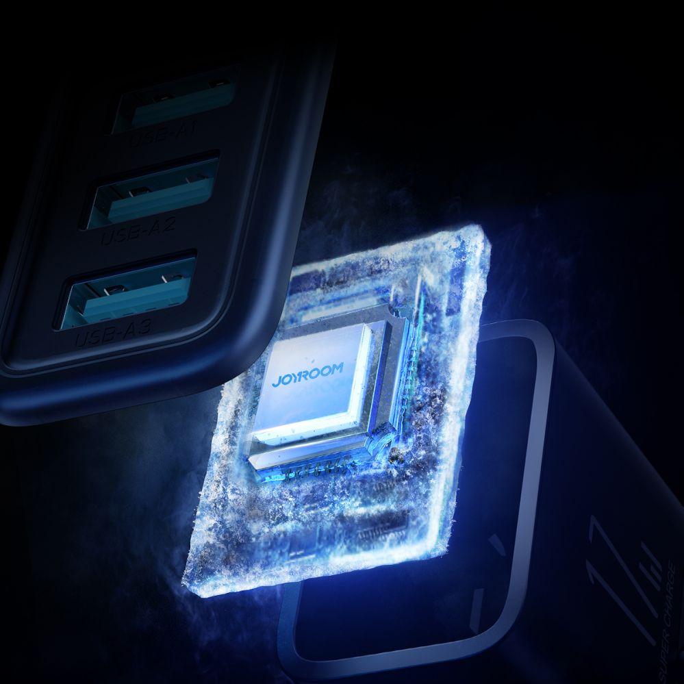 Thumbnail - Joyroom JR-TCN02 3xUSB-A 12W 3,4A Netzladegerät - Schwarz (12 W), USB Ladegerät, Schwarz