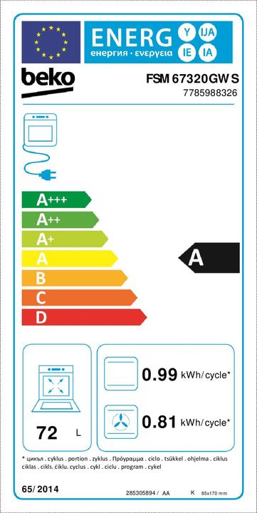 Energie-Label Beko FSM 67320 GWS