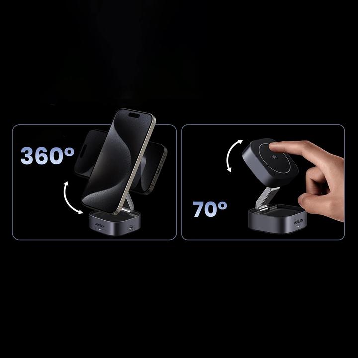 Produktbild Ugreen 2-in-1 Qi2 Magnetische faltbare Ladestation (15 W)