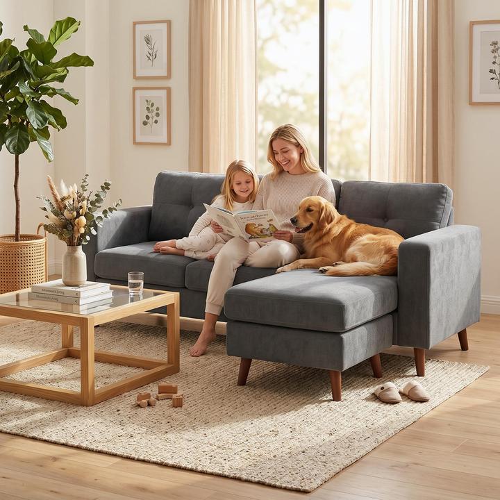 Immagine prodotto Homcom Ecksofa Polyester Dunkelgrau (3 posti, Divano ad angolo)