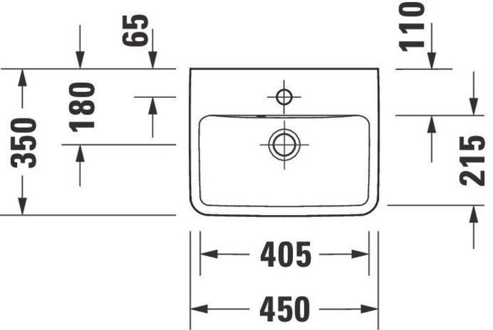 Produktbild Duravit Handwaschbecken No 1 weiss, mit Überlauf, 1 Hahnloch 450x350mm (350 mm, 450 mm)