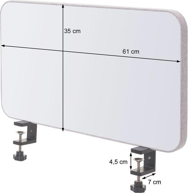 Produktbild Mendler Tisch-Whiteboard, Büro-Sichtschutz Trennwand Schreibtisch Magnettafel Pinnwand, Stoff/Textil - 60x35 (60 x 35 x 3 cm)