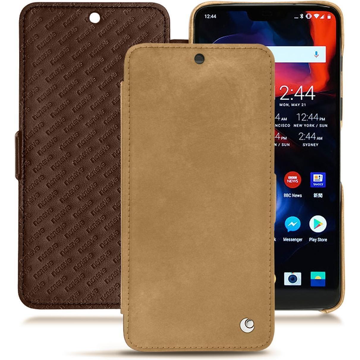 Thumbnail - Noreve Lederschutzhülle horizontal (OnePlus 6), Smartphone Hülle, Braun