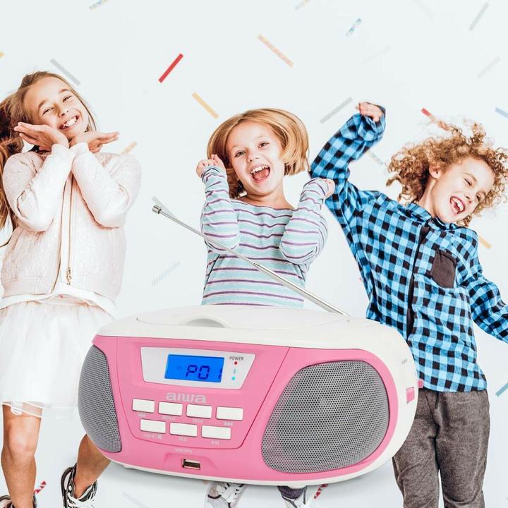 Immagine prodotto Aiwa BBTU-300PK Sistema stereo portatile analogico e digitale 5 W rosa (MW, AM, FM, Bluetooth)