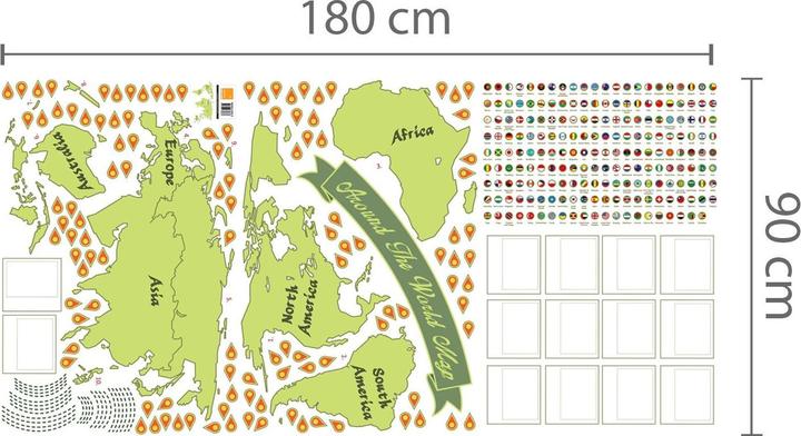 Image du produit Walplus Carte du monde (180 x 90 cm)