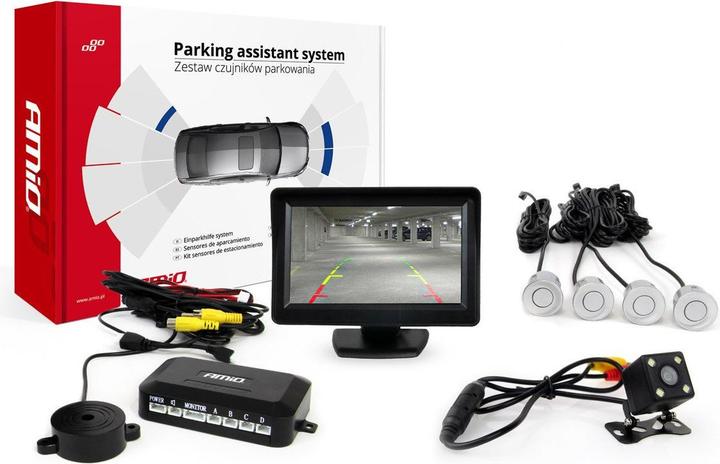 Amio Set of parking sensors TFT01 4.3 inch with HD-315 LED camera and 4 sensors Silver