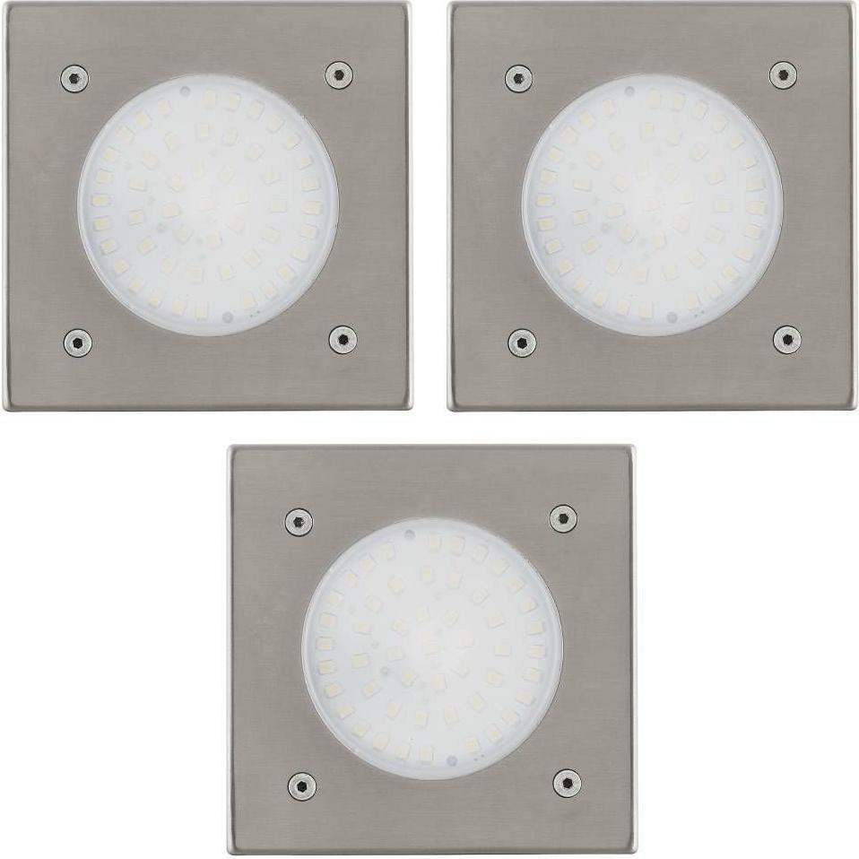 EGLO, Gartenbeleuchtung, 32336 3-er Set LAMEDO LED Ein-/Aufbauleuchte 3x2,5W 100x100mm Edelstahl Weiss Warmweiss