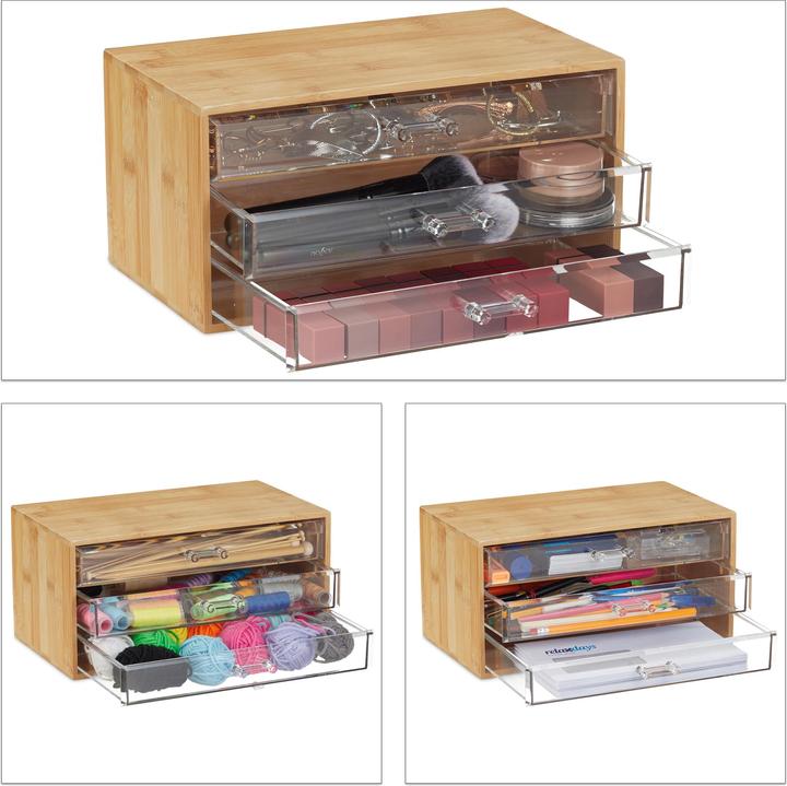 Actual product image Relaxdays Bamboo Makeup Organiser