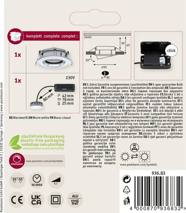 Produktbild Paulmann Einbauleuchte Nova Plus Set (425 lm)